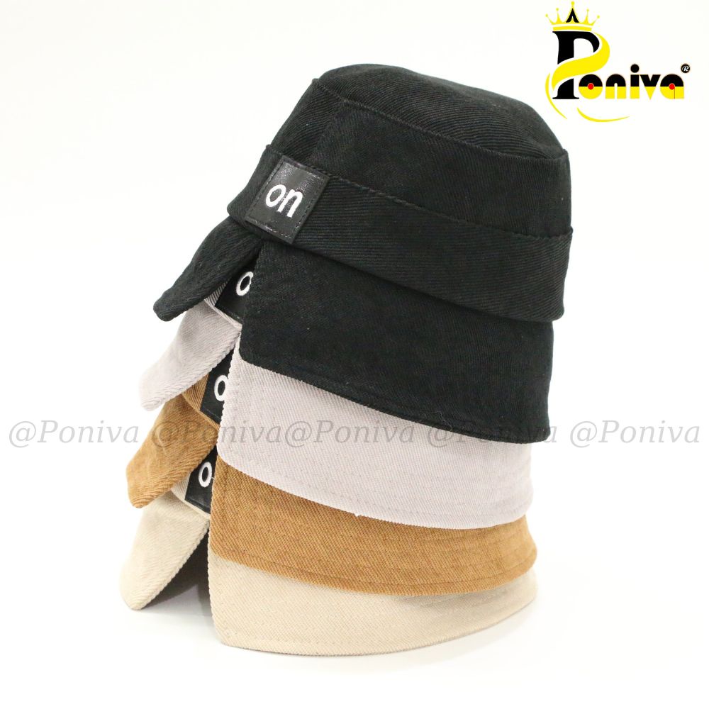 Mũ BUCKET vành cụp ❤️ Nón tai bèo xẻ thêu tem ON chất nhung form unisex BK11 Ulzzang Thời trang PONIVA siêu hot