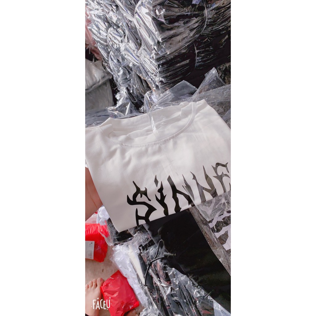 Áo croptop sinner , chất bozip cotton mịn co dãn tốt, không xù, 2 màu Đen Trắng hot hit, dễ thương , ảnh thật