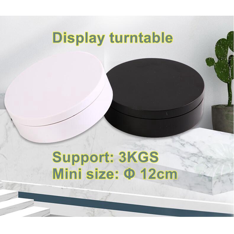 Đế xoay trưng bày có thể chịu tải 3KG thiết kế xoay 360 độ chạy bằng pin/ đầu vào DC hỗ trợ chụp ảnh cỡ D12cm 120