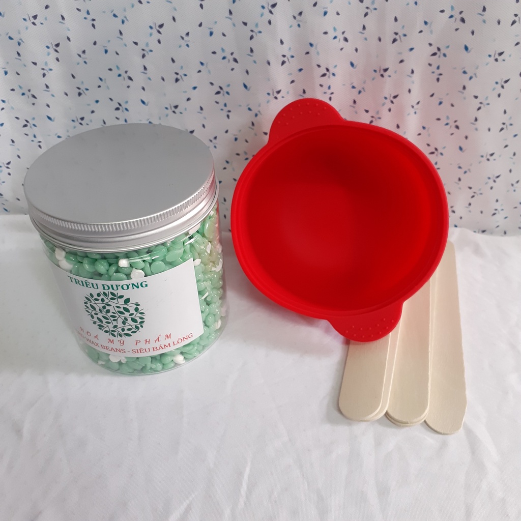 Set wax lông sáp hộp màu 200g -300g + chén chống dính silicon + Serum xịt làm chậm quá trình mọc lại lông sau wax