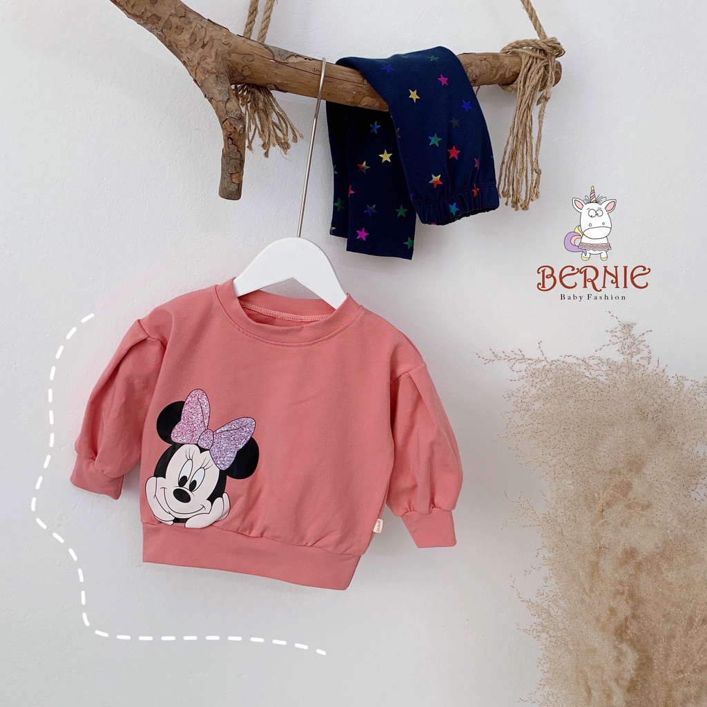 Bộ thu đông dài tay phong cách bánh bèo bé gái, set đồ áo thun phối quần chấm bi dễ thương