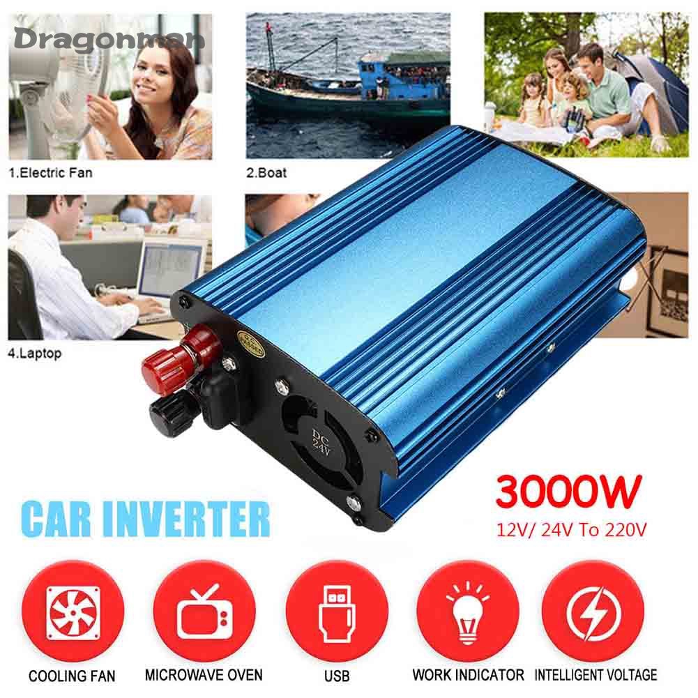 3000W/4000W Car Solar Power Inverter DC 12/24V to AC 220V Modified Sine Wave Converter