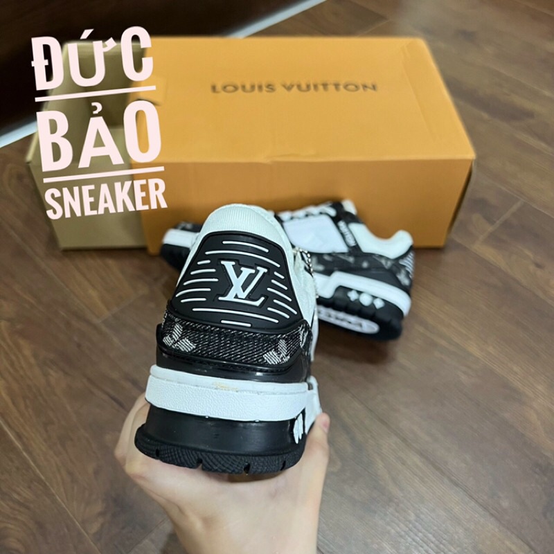 Giày louis vuitton đen siêu cấp . Giày LV nam nữ sneaker ful box