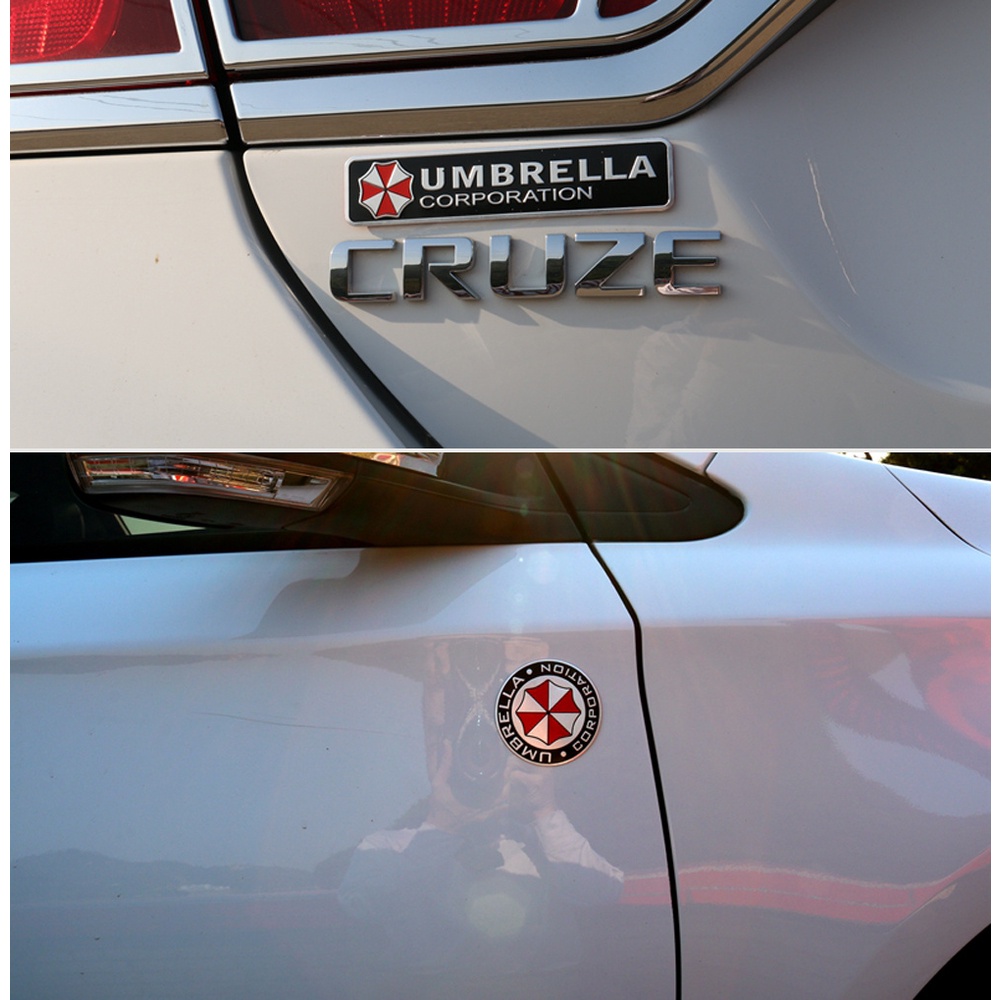 UMBRELLA CORPORATION Kim loại nhôm Nhãn dán xe Thân cây Fender Hình dán huy hiệu Biểu tượng Resident Evil Decal sửa đổi ô tô