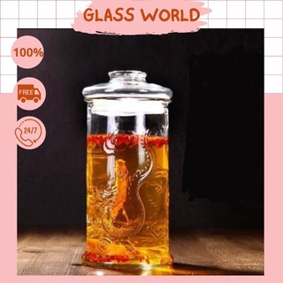 Bình thủy tinh ngâm rượu Trụ Rồng 15L không vòi nắp thủy tinh có zoăng kín khí ngâm sâm, thuốc, hoa quả dễ vệ sinh