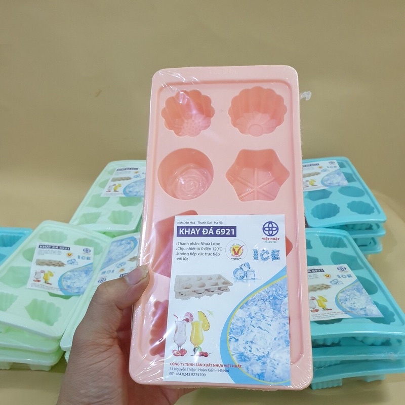 Khay làm đá, vỉ đá 8 viên nhựa dẻo Việt Nhât, khuôn làm thạch, đá kháng khuẩn