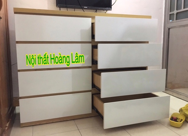 Tủ 8 ngăn kéo gỗ công nghiệp phối màu