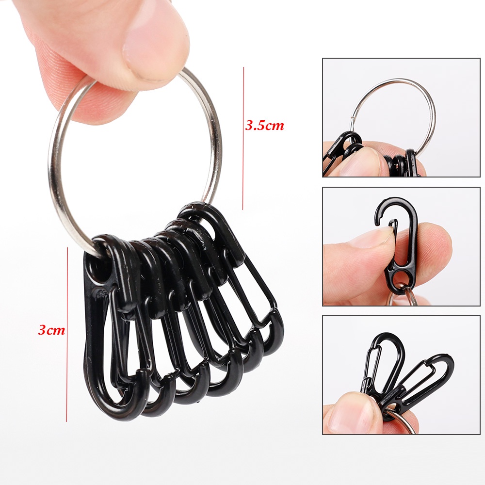 Kẹp Móc Khóa Mini Bằng Hợp Kim Kẽm Màu Đen Tiện Dụng Mang Theo Du Lịch Cắm Trại