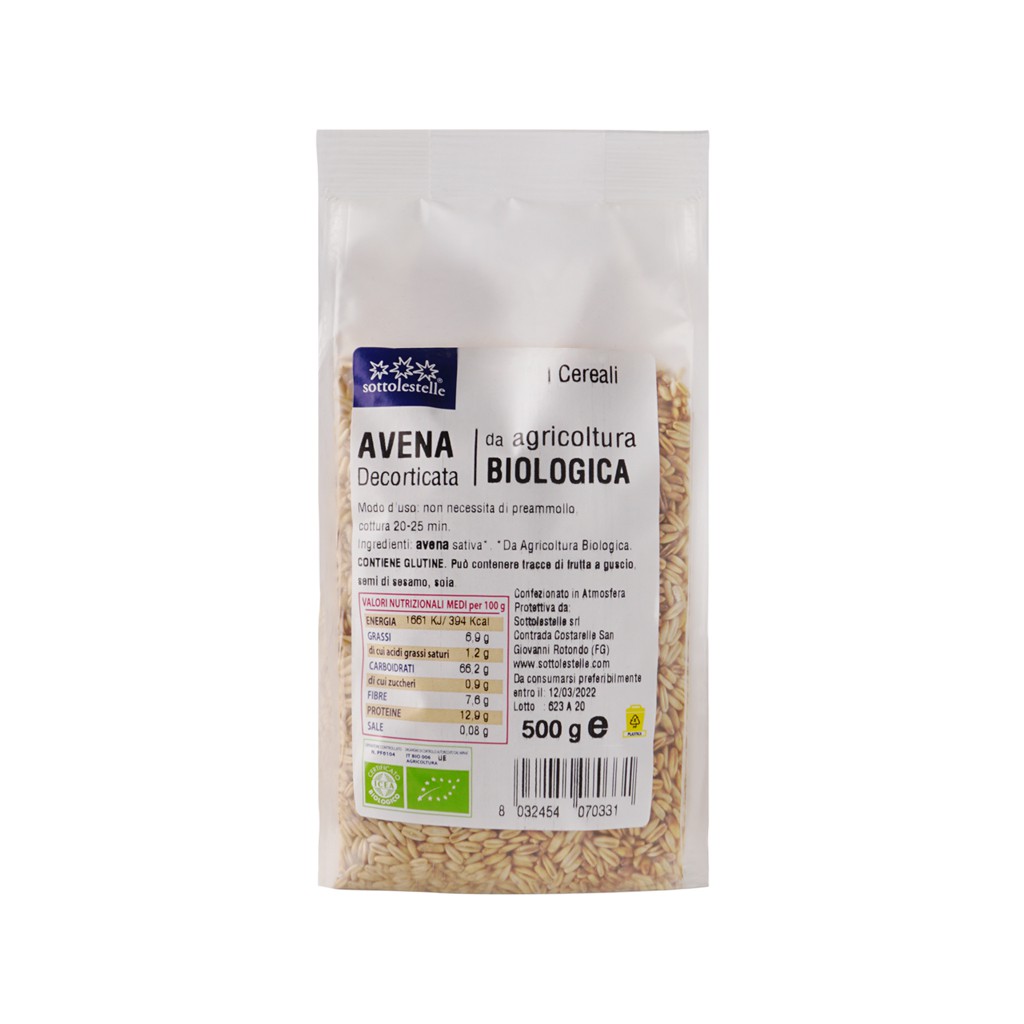 Hạt yến mạch hữu cơ đã bóc vỏ( avena Nuda ) 500g Sotto Organic Hulled Oats