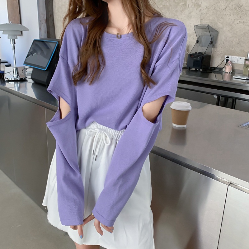 Áo Sweater Mỏng Tay Dài Lưng Cao Phong Cách Mới Dành Cho Nữ FT6058