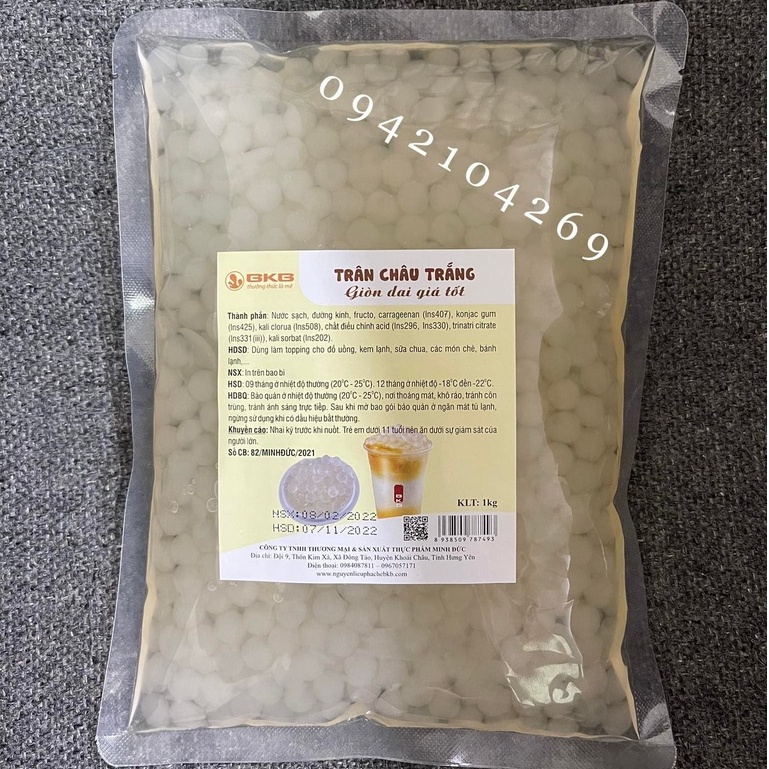 Thạch trân châu 3q Trắng giòn ngon gói 1kg/ Thạch Trân châu 3q đen caramen Anan-Sunny-BKB gói 1kg