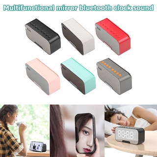 Multifunction Mirror Alarm Clock Bluetooth Speaker with FM Radio Card LED Mirror Wireless Music Player