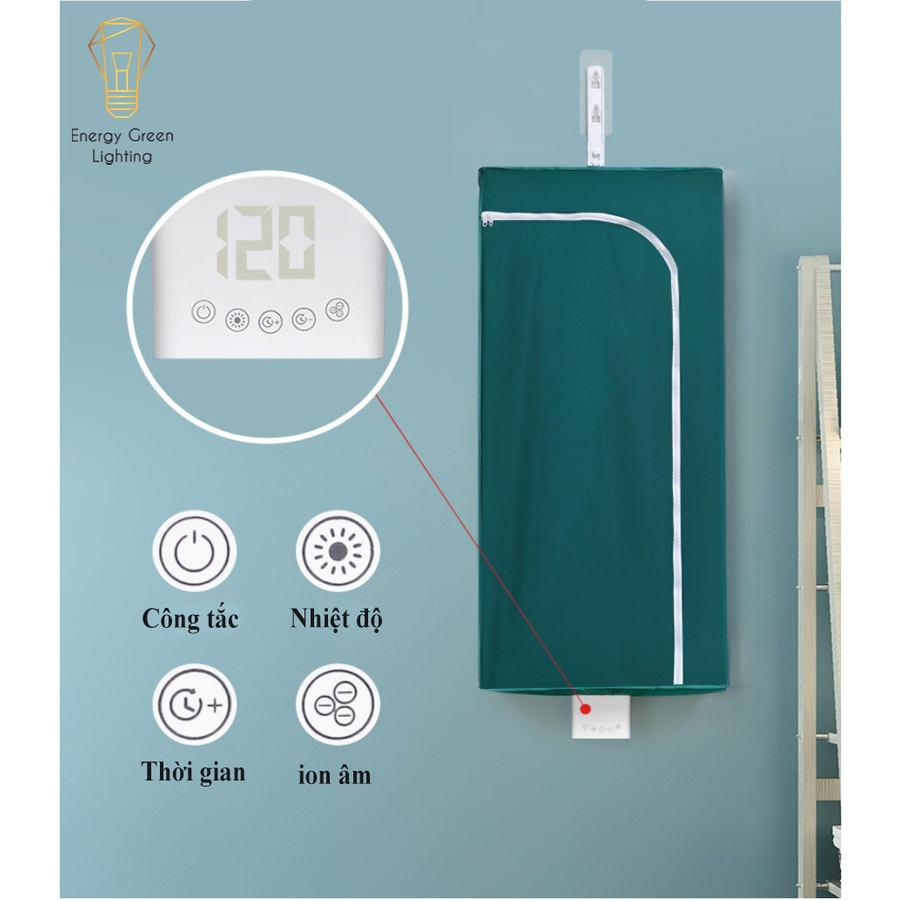 Tủ Sấy Quần Áo Energy Green Lighting Du Lịch - Di Động Cầm Tay Thông Minh - Siêu Nhỏ Gọn - Dễ Dàng Gấp Gọn