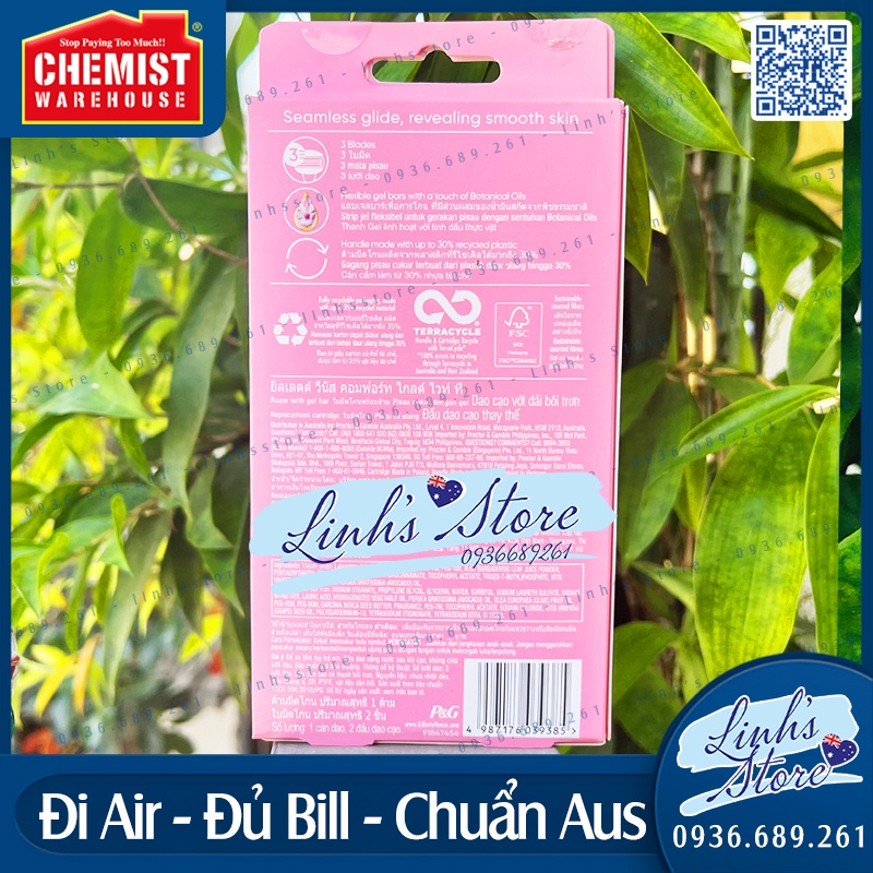 Dao cạo nữ 3 lưỡi Gillette Venus Comfort Glide White Tea + 2 Blade Refills 💙 linhsstore