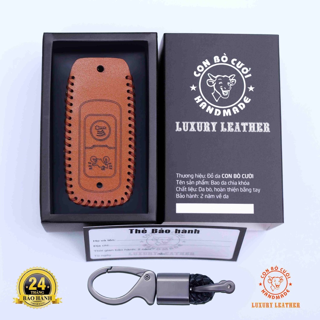 Bao Da Chìa Khóa SH 2021-2022 (Smart key 2 nút bấm) Da Bò 100% Nhập Khẩu ITALIA, Khắc Tên + Số ĐT Chủ Xe