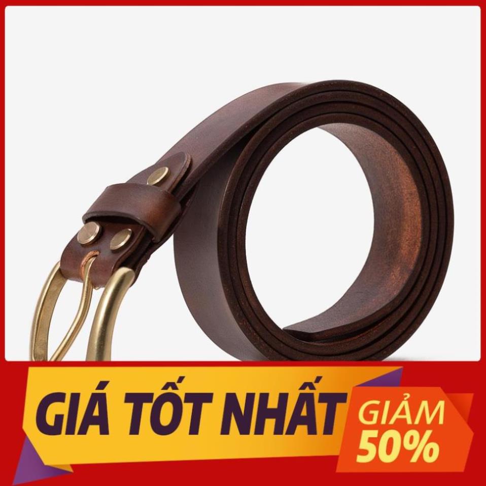 Dây Lưng Nam Da Bò Nguyên Miếng Cao Cấp Nhuộm Handmade Khóa Đồng Đúc Nguyên Khối ❗ 🔥