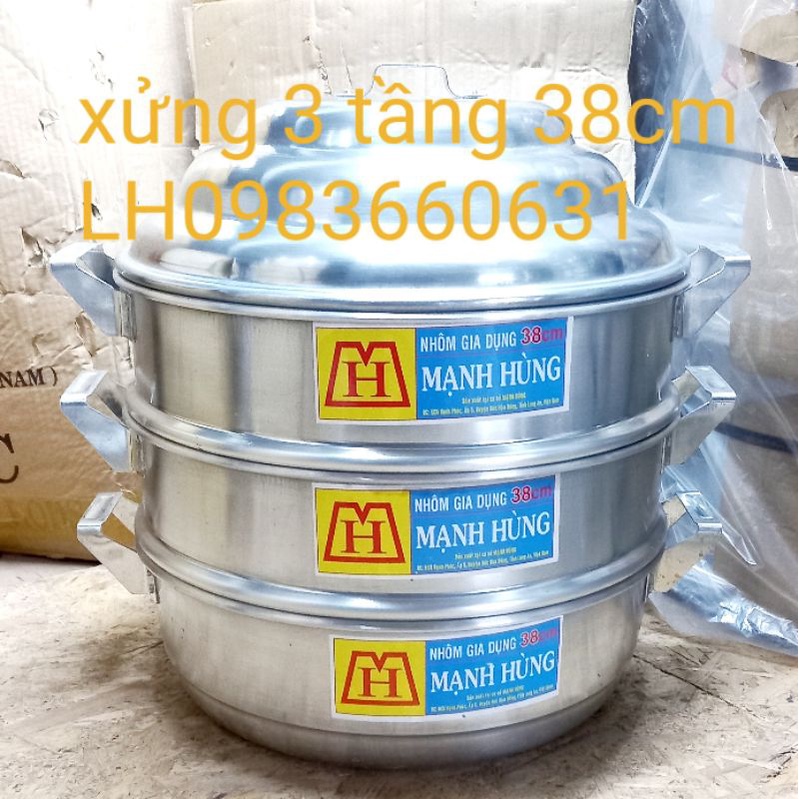 🇻🇳CHÍNH HÃNG🇻🇳XỬNG HẤP BÁNH BAO 3TẦNG NHÔM MẠNH HÙNG Sezi 38cm