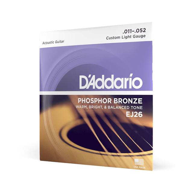 [Chính hãng] D'Addario EJ26 - Dây đàn guitar acoustic Phosphor Bronze, Custom Light, 11-52