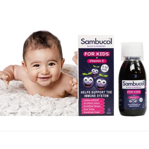 Siro chính hãng Sambucol giàu Vitamin C, Kẽm tăng đề kháng dành cho bé từ 1-12 tuổi 120ml
