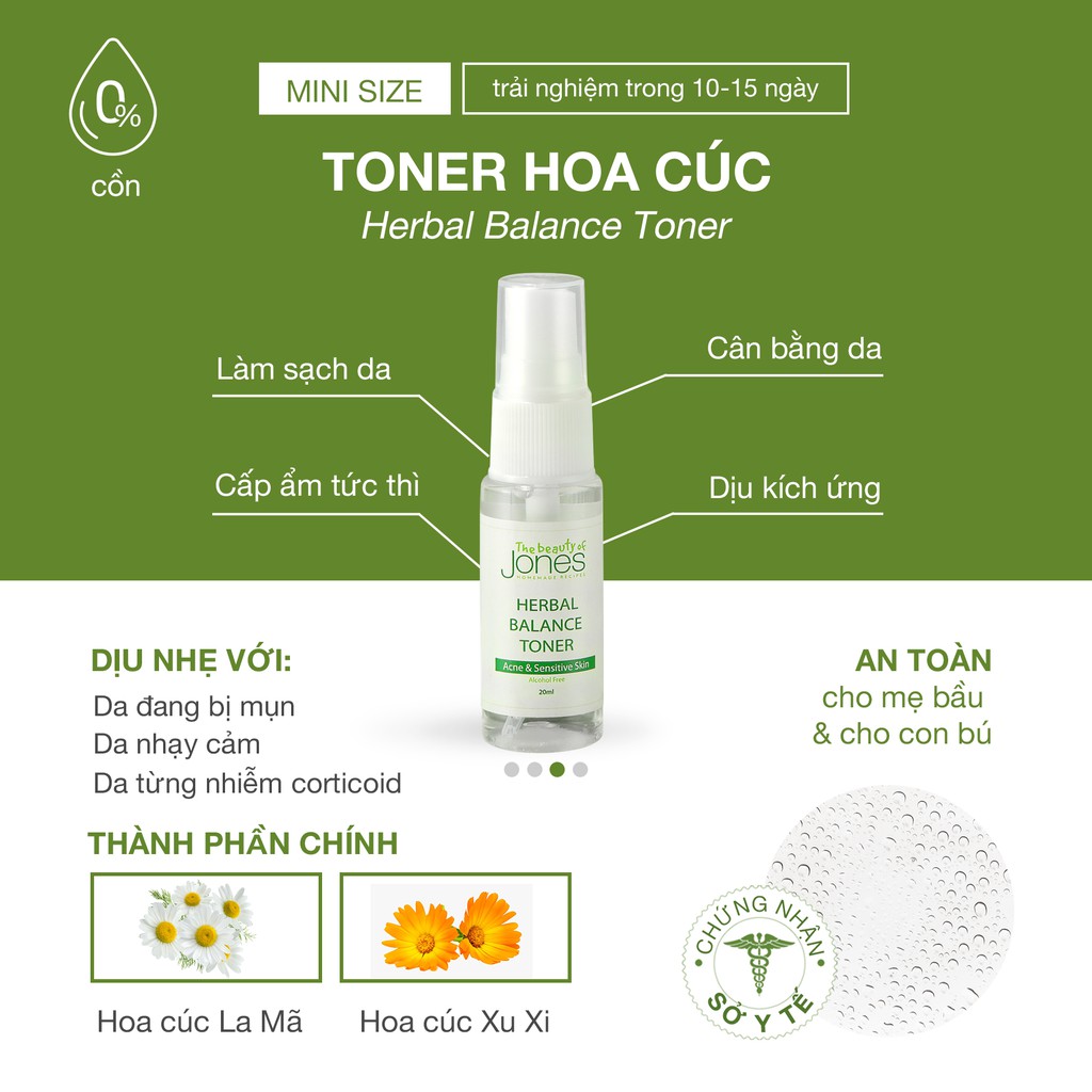 Sample Toner cấp ẩm da mụn nhạy cảm từ hoa cúc The Beauty of Jones