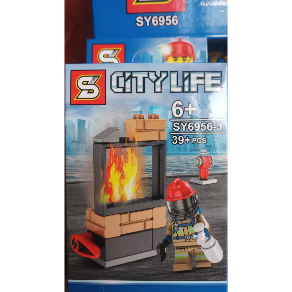 Đồ chơi lắp ráp non lego city minifigures người cây xe bán kem, trượt tuyết, lính cứu hỏa, thợ lặn SY6956 trọn bộ 8 hộp.