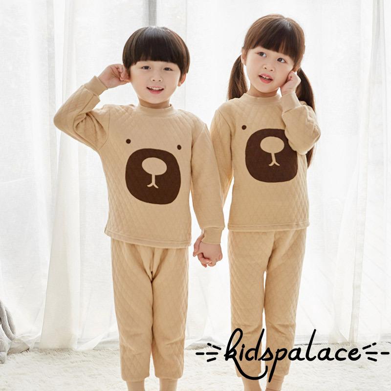 Set Đồ Ngủ Dài Tay Giữ Ấm 100% Cotton In Họa Tiết Hoạt Hình Đáng Yêu Dành Cho Các Bé