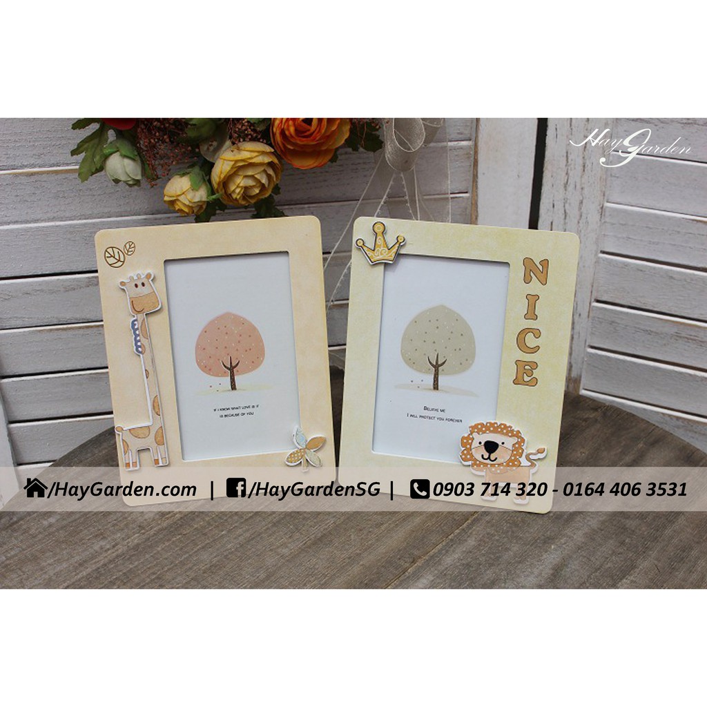 Khung hình cho bé họa tiết sư tử kích thước hình 13x18