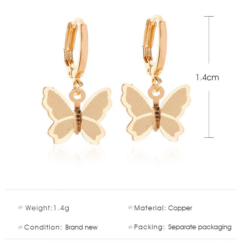 Khuyên tai mặt hình bướm kiểu dáng đáng yêu phong cách Hàn Quốc