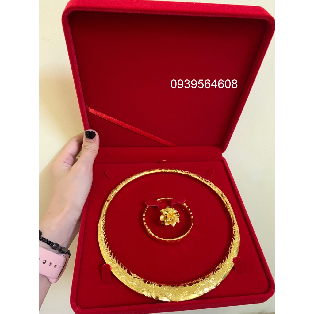 Hộp vải nhung đựng kiềng HCM, hộp đựng trang sức nguyên set size 19x19cm, hộp đựng trang sức cưới