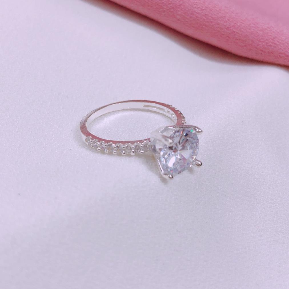 Nhẫn nữ bạc ta đá chủ 8ly sáng đẹp _bạc kim hưng