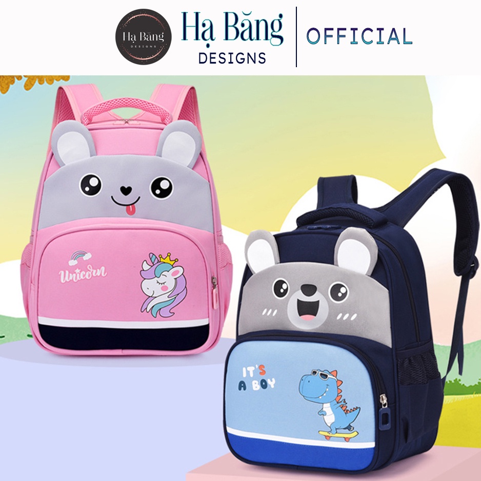 Balo Đi Học Cho Bé Hạ Băng Designs Hình Gấu Và Chuột Ngộ Nghĩnh 2-7 tuổi Lớp 1-6