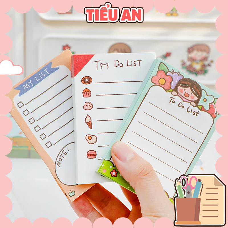 Giấy Note Ghi Chú Bé Gái Nhiều Họa Tiết (100 Trang)
