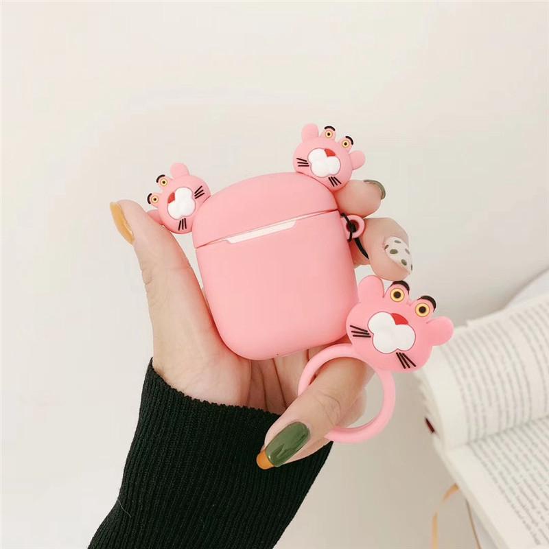 Case hình hoạt hình Báo Hồng dành cho hộp tai nghe Apple AirPods 1&2