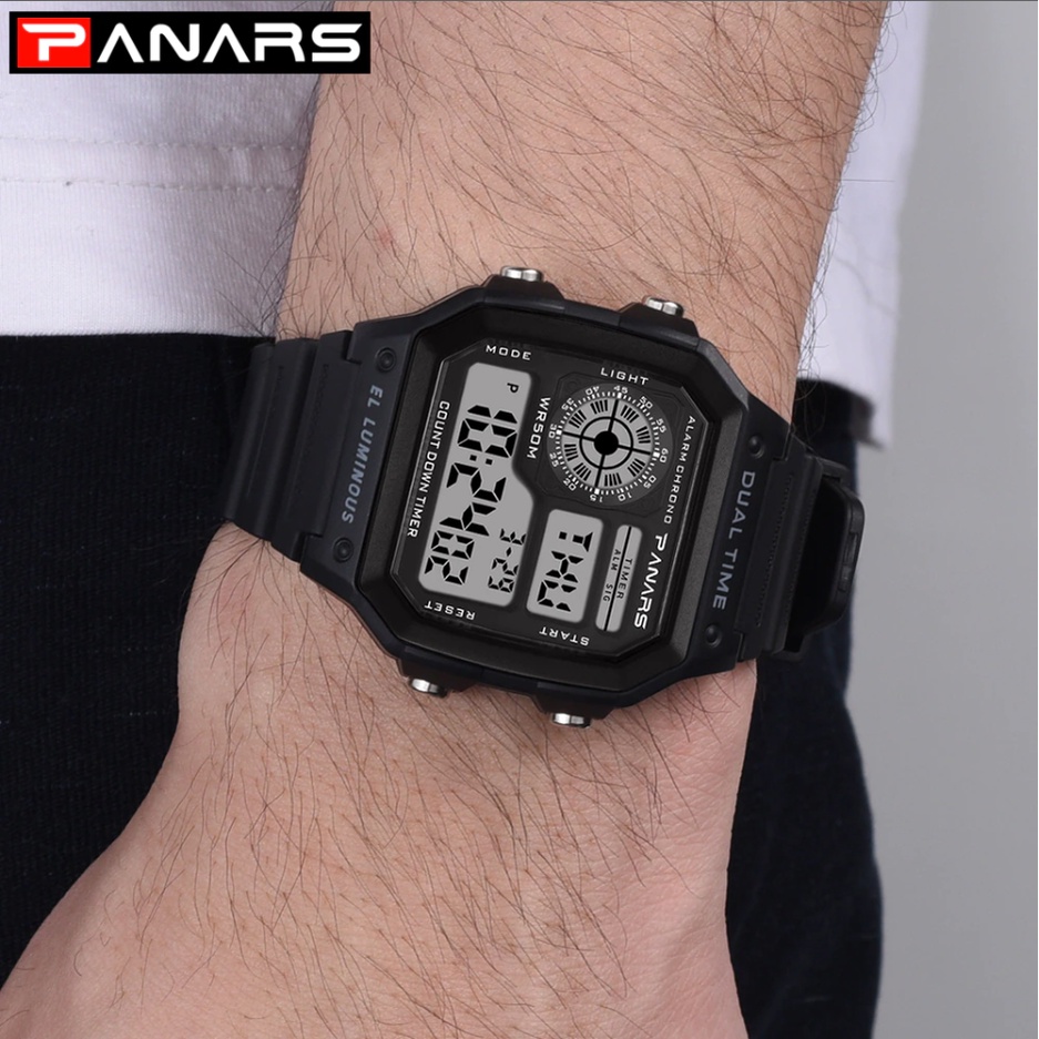 Đồng hồ điện tử PANARS 8114, đồng hồ thể thao nam đeo tay dây silicon kỹ thuật số chống nước chính hãng - TOP WATCH