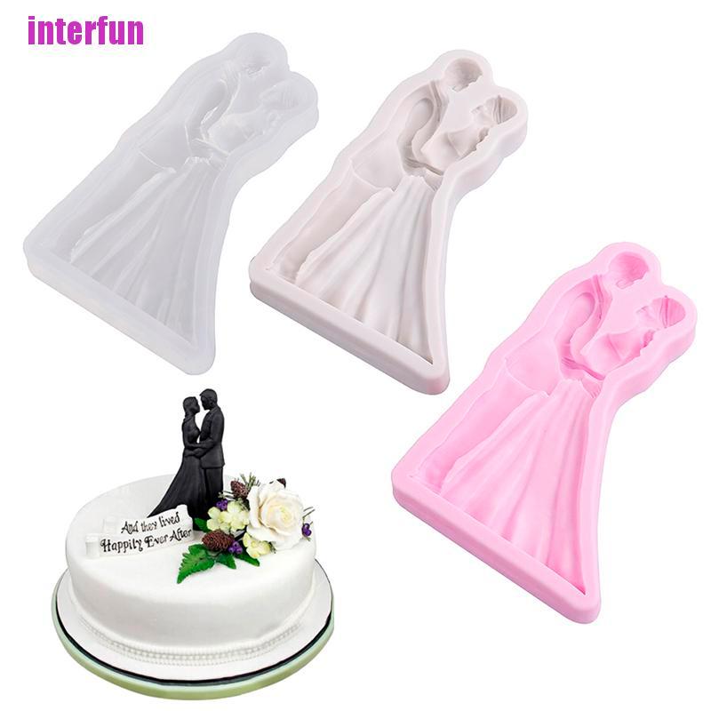 Khuôn làm bánh chất liệu silicone hình cô dâu chú rể ngộ nghĩnh