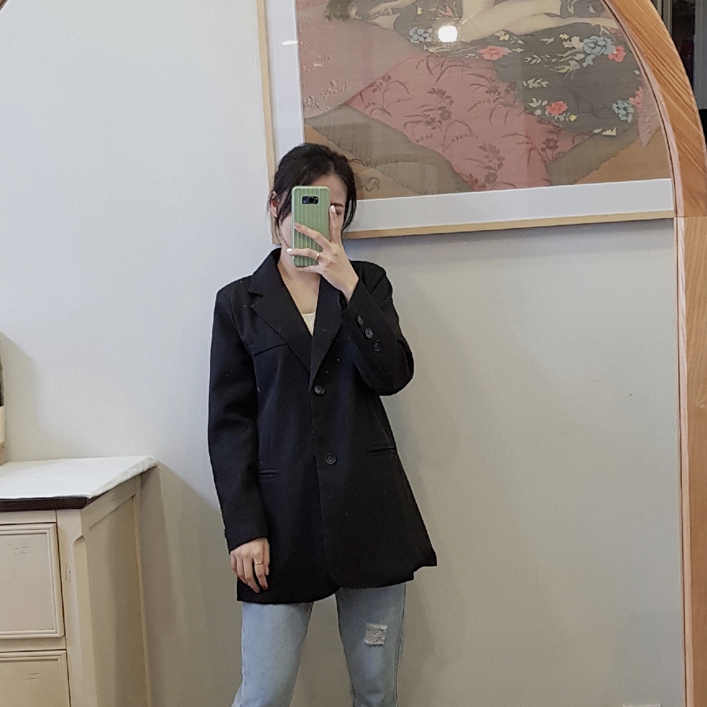 [BLAZER 04] Blazer dài tay đai eo màu trơn phong cách Hàn Quốc, Áo vest nữ
