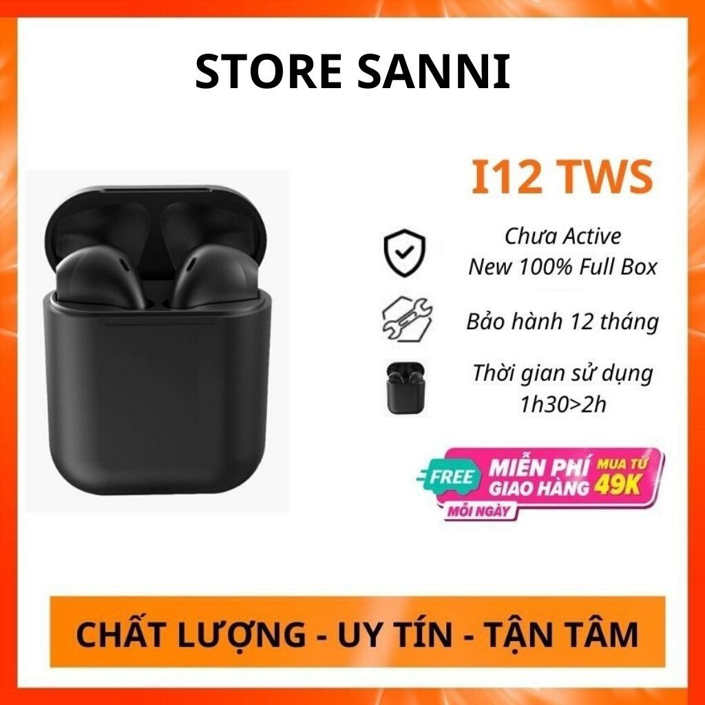 Tai nghe Bluetooth không dây Inpods i12 TWS hợp dòng điện thoại Samsung, Xiaomi, iphone. Tai phone có mic