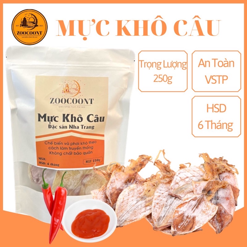 Mực Khô Câu Nha Trang hàng loại 1- 250g (~13 con ) [ Mực phơi tại ghe - Hàng mới - Không tồn kho ]