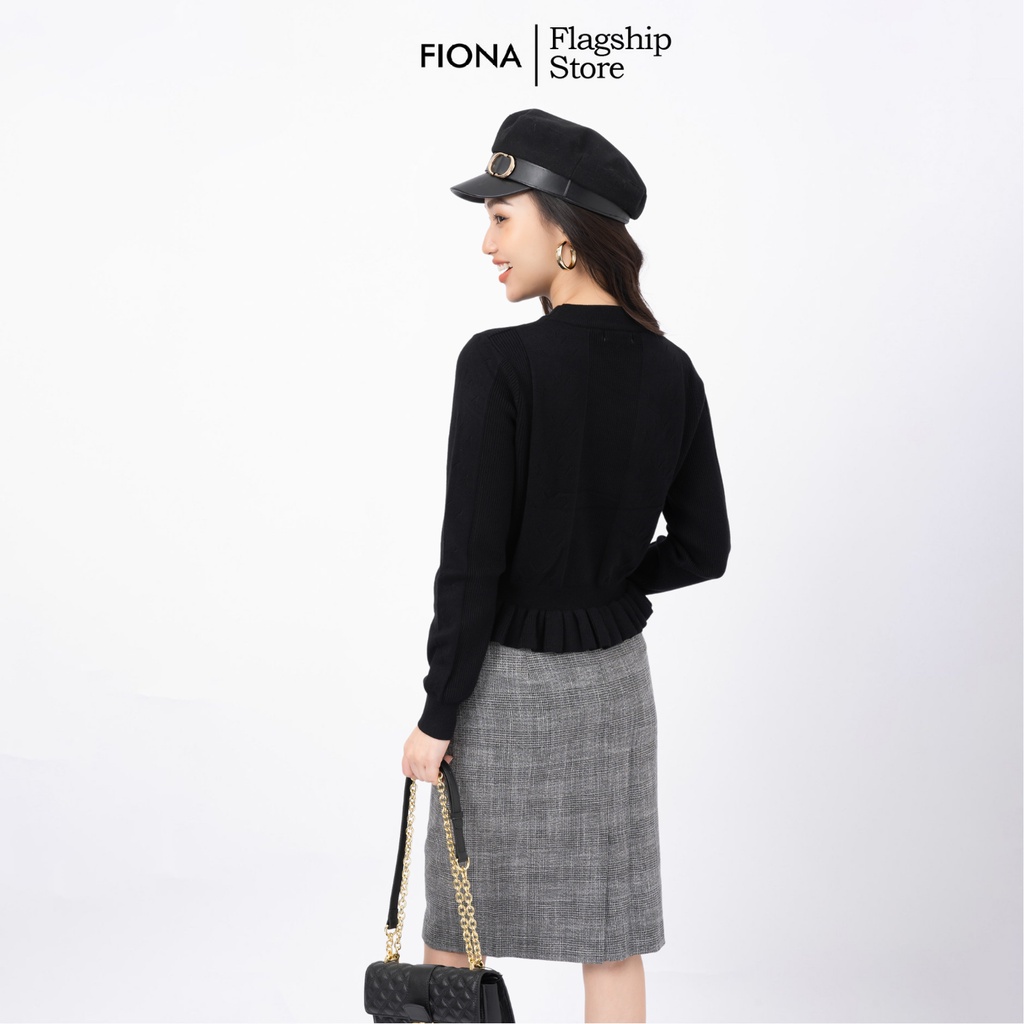 Áo len nữ cổ tròn, áo len nữ tay dài gấu bèo FIONA F851725