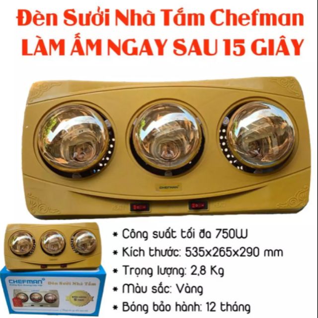 Đèn sưởi ấm nhà tắm 3 Bóng Chefman® Halogen 750W