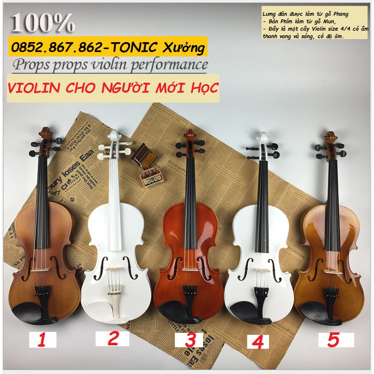 Đàn Violin ShangHai-0005893 dành cho Người Mới Học Size 4/4 Tặng Hộp đựng đàn cao cấp, sáp rosin, cây vĩ, khăn lau