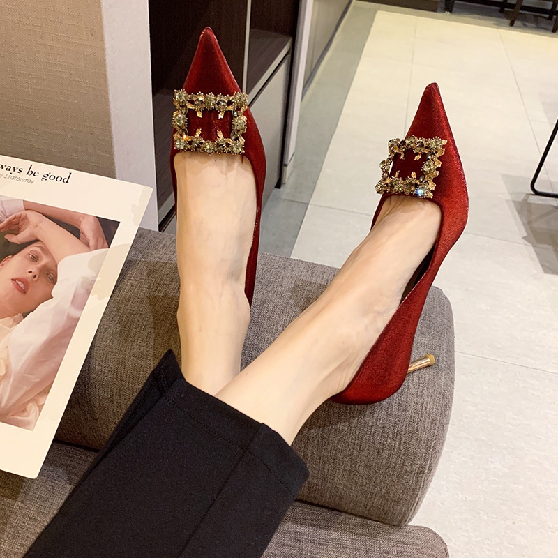 Giày Cao Gót 4cm 6cm 8cm Mũi Nhọn Miệng Nông Thiết Kế Thoải Mái Quyến Rũ Cho Nữ