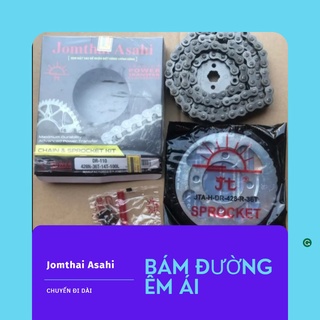 Bộ nhông sên dĩa mặt trời đen jomthai asahi - xe dream + wave dr110