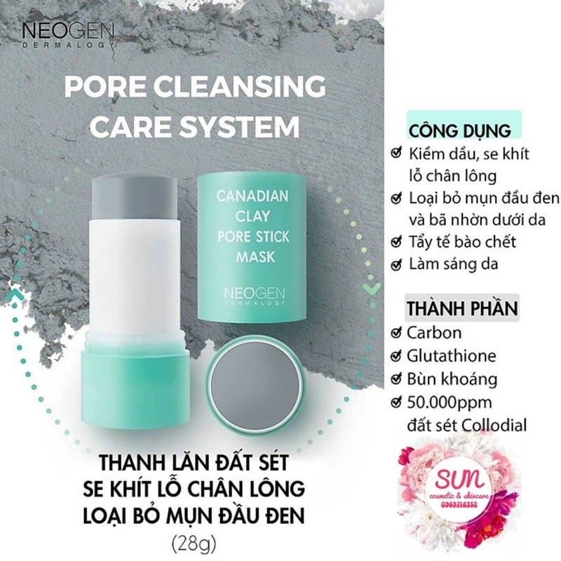 Thanh lăn mụn đầu đen Neogen Canadian Clay Pore Stick mask