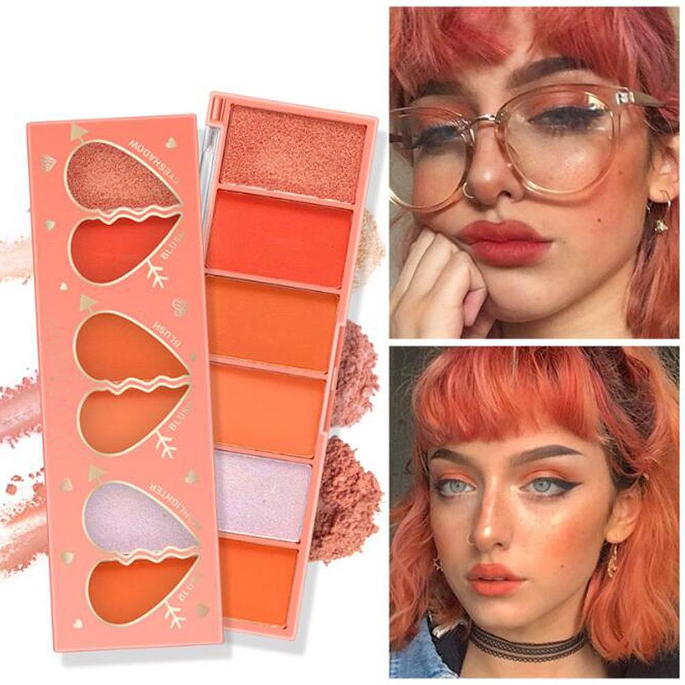 6 Color Orange Series Eyeshadow Blush Matte Pearlescent Eye Shadow Pigment Eye Shadow Palette Makeup Cosmetics Face Blush