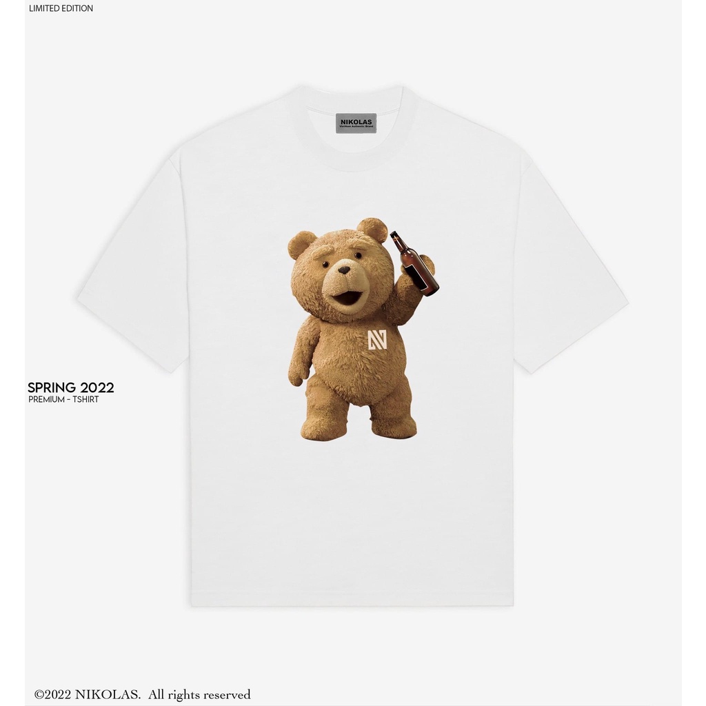 Áo thun trẻ em, áo phông gia đình SAMY KIDS áo cho bé trai, bé gái tay lỡ unisex hình gấu Nikolas