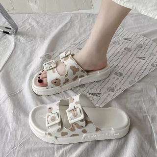 🎀 Dép lê quai ngang ulzzang hình con gấu , da báo siêu cute