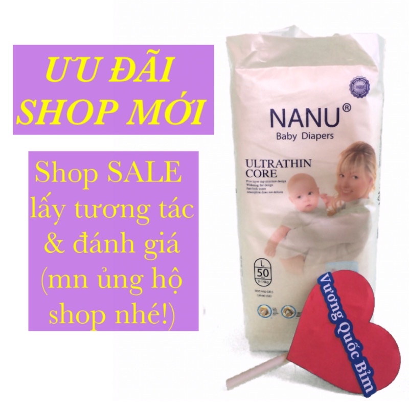 Tã / Bỉm NANU 🍒FREESHIP🍒 Dán /Quần 50 Miếng Đủ Size M50 / L50 / XL50 / XXL50 / XXXL50
