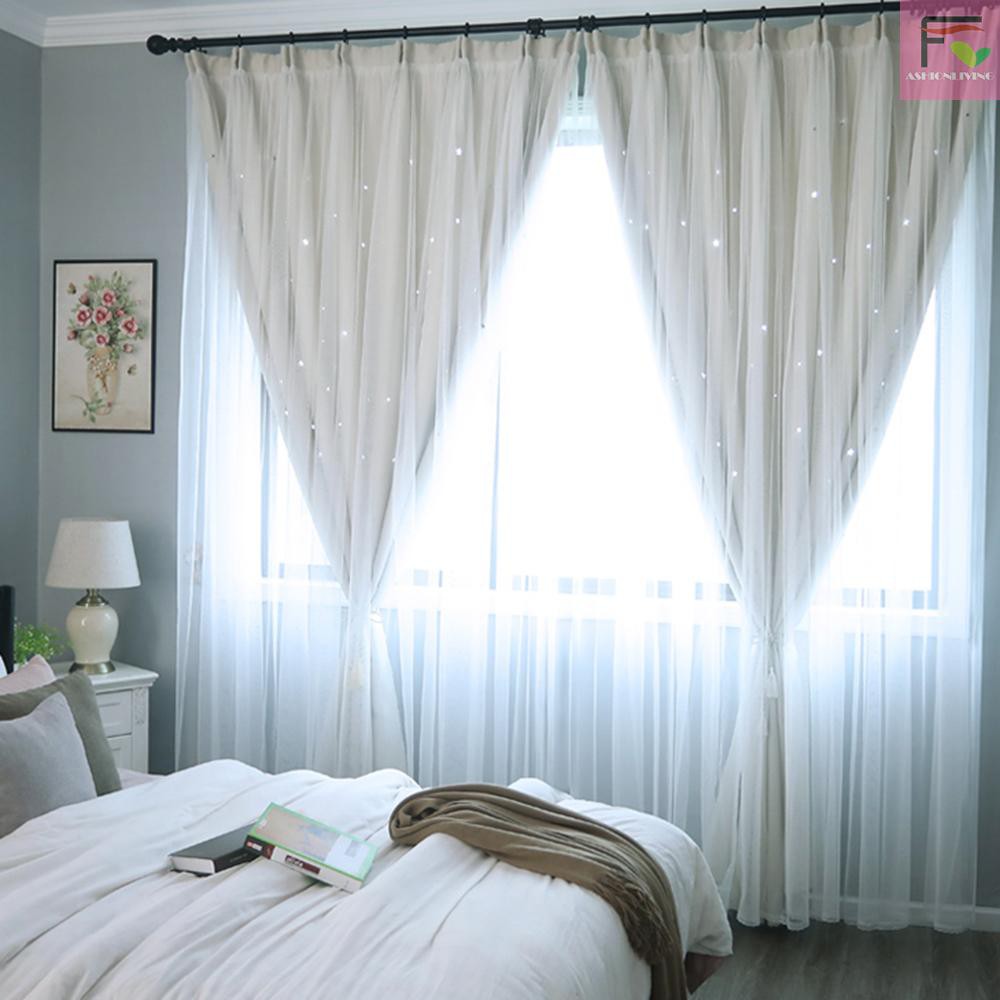 Rèm Cửa Sổ Chất Liệu Polyester Kích Thước 100x200cm Họa Tiết Ngôi Sao Xinh Xắn