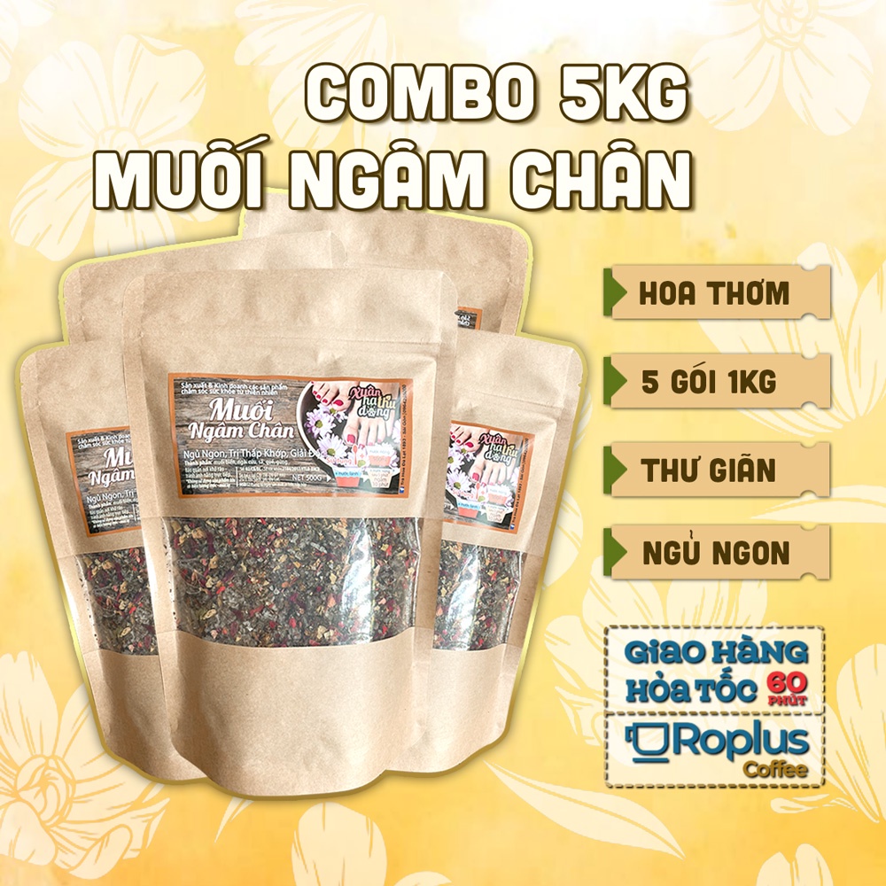 Combo 5kg muối ngâm chân thảo mộc, hoa thơm Đà Lạt 1893 dùng cho gia đình, spa